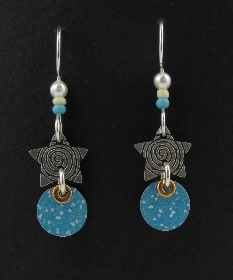 Two part star and circle earrings